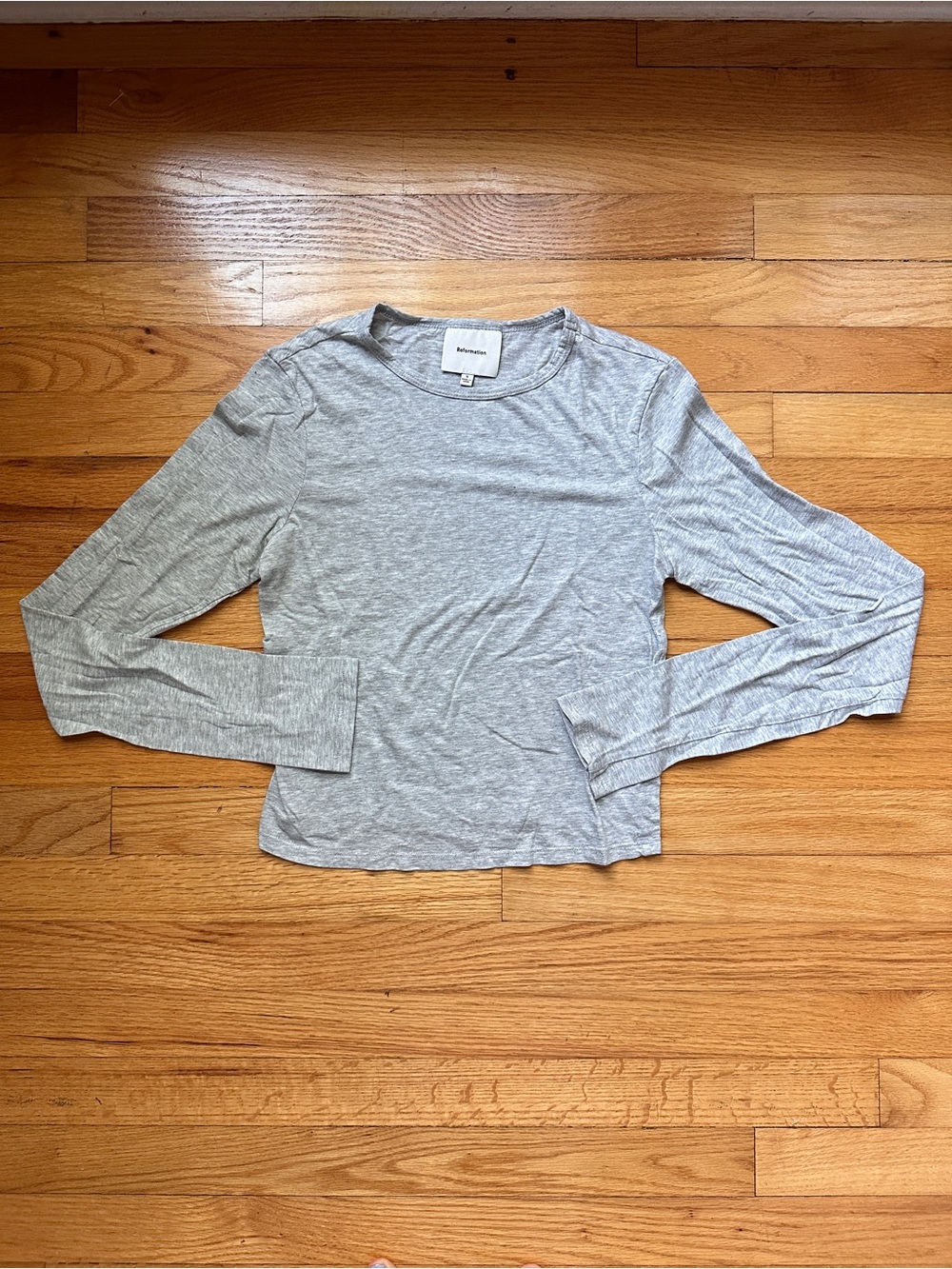 Reformation Gray Organic Cotton Tencel Long Sleeve Crewneck Tee S